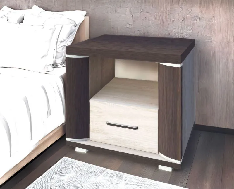 Nachtkommode Aitape 13, Farbe: Sonoma Eiche dunkel / Sonoma Eiche hell - Abmessungen: 43 x 50 x 40 cm (H x B x T)