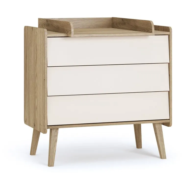 Babyzimmer Wickelaufsatz passend für Kommode Olle 03 | Farbe: Eiche Cremona | ABS-Kantenschutz