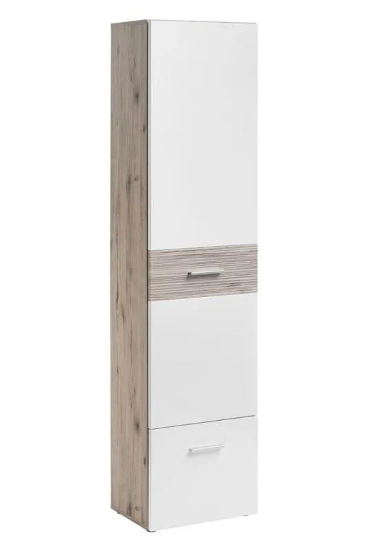 Moderner Garderobenschrank Sviland 11, Farbe: Eiche Wellington / Weiß - Abmessungen: 200 x 50 x 35 cm (H x B x T), mit einer Kleiderstange
