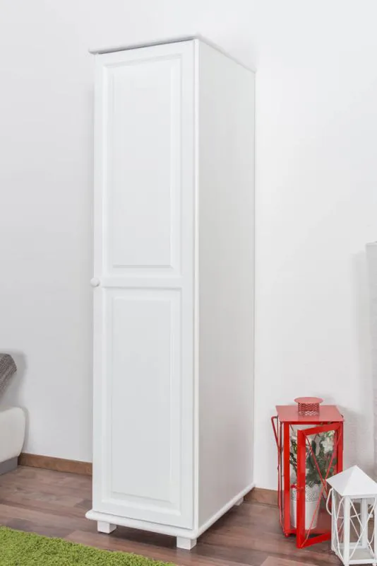 Kleiderschrank Kiefer Vollholz massiv weiß lackiert 003 - Abmessung 190 x 47 x 60 cm (H x B x T)