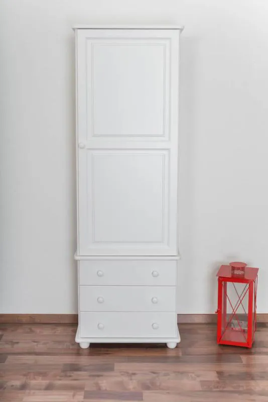 Wohnzimmer - Schrank Kiefer, Massivholz weiß lackiert - Abmessung 195 x 65 x 42 cm Abbildung