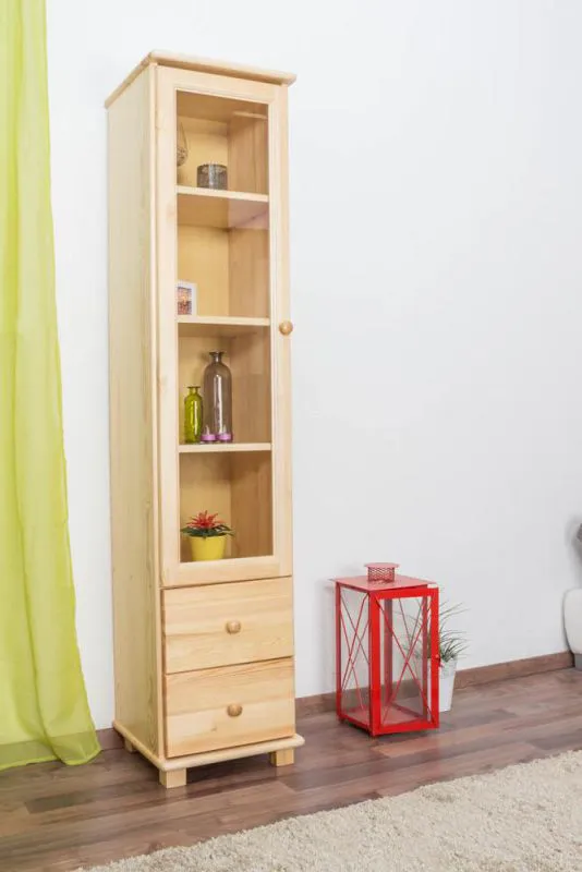 Vitrinenschrank, Kiefer Massivholz, Farbe: Natur Abbildung