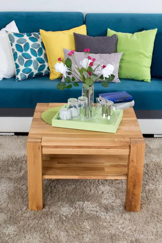 Wohnzimmertisch Eiche Massivholz Farbe: Natur 50x65x65 cm Abbildung