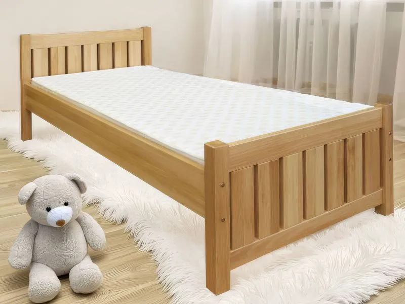 Kinderbett / Jugendbett Buche massiv Vollholz natur 107, inkl. Lattenrost - Abmessung 100 x 200 cm