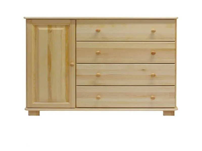 Sideboard mit 4 Schubladen, Farbe: Natur, Breite: 118 cm - Küchenschrank, Anrichte, Sideboard Abbildung