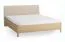 Doppelbett | Eiche massiv | 180 x 200 cm | Farbe: Eiche / Beige | weich gepolsterte Kopfstütze | inkl. Lift up Lattenrost | dezent abgerundete Form