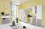 Jugendzimmer Kinderzimmer - Set G Burdinne, 6-teilig, Farbe: Weiß / Eiche / Grau