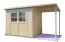 Steiner Gartenhaus Glücksburg 04 | inkl. Schleppdach | inkl. Fußboden | Naturbelassen | Nutzfläche: 6,87 m² | Pultdach | Doppelflügeltür inkl. Fenster