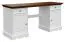 Büro - Set H Gyronde im Landhausstil, 3-teilig, Kiefer Vollholz, Weiß / Walnuss, goldenen Griffe aus Metall, Kommode, Regal, Schreibtisch, Soft Close System