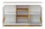 Kommode Temecula 05, Farbe: Eiche / Weiß - Abmessungen: 92 x 155 x 43 cm (H x B x T), mit 3 Türen und 7 Fächern