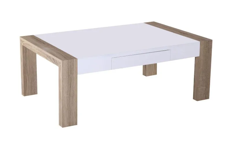 Wohnzimmertisch Farbe: Sonoma Eiche / Weiß 42x110x70 cm Abbildung