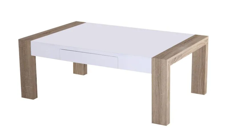 Couchtisch Farbe: Sonoma Eiche / Weiß 42x110x70 cm Abbildung