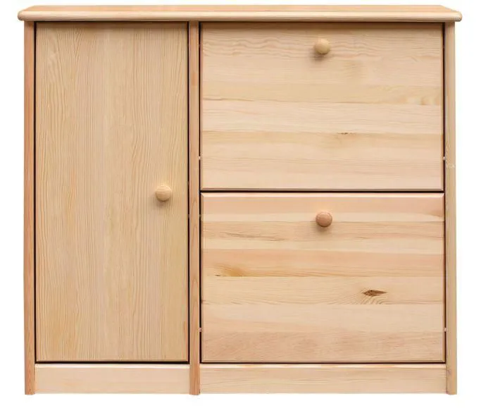 Schuhkipper Kiefer Holz massiv, Farbe: Natur 80x90x30 cm, Schuhschrank Schuhkommode Abbildung