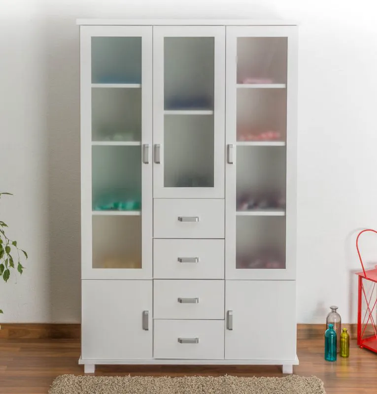 Kleiderschrank Kiefer Vollholz massiv weiß lackiert Columba 01 - Abmessung 195 x 121 x 50 cm