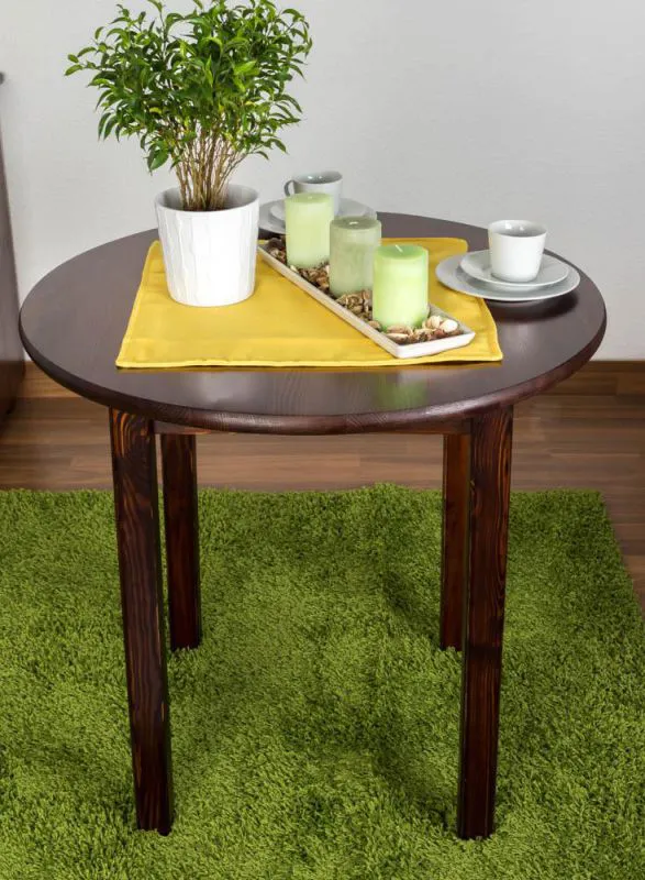 Holztisch Tisch 80x80 cm Kiefer massiv, Farbe: Nuss Abbildung