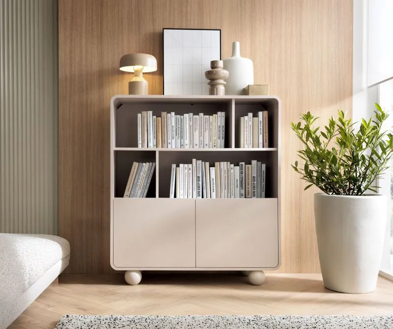 Highboard / Kommode Denali 05 | Farbe: Kaschmir | Maße: 108 x 39 x 121 | 2 Türen | 8 Fächer | ABS-Schutzkanten | Push-to-open