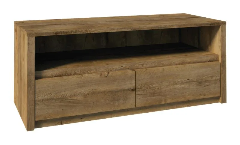 TV-Unterschrank Selun 13, Farbe: Eiche Dunkelbraun - 53 x 130 x 53 cm (H x B x T)