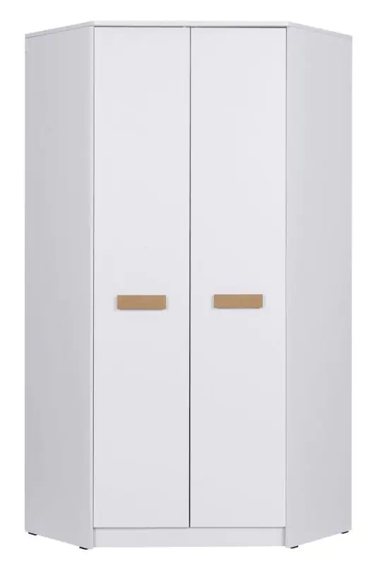 Eckkleiderschrank mit viel Stauraum Fafe 08, Farbe: Eiche Riviera / Weiß - Abmessungen: 195 x 91 x 91 cm (H x B x T), mit 2 Kleiderstangen und 10 Fächern