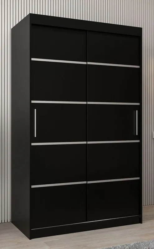 120 cm breiter Kleiderschrank mit 5 Fächern und 2 Türen | Farbe: Schwarz Abbildung