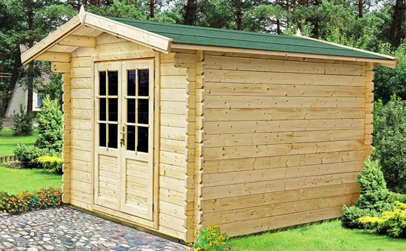Holz-Gartenhaus 2,48 x 2,48 Meter (inkl. Dach) | Naturbelassen | Satteldach | 34 mm Blockbohlen-Haus Abbildung