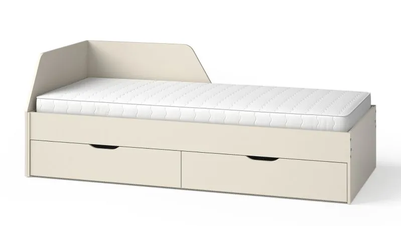 Einzelbett / Gästebett mit 2 Schubladen Maräne 09, Farbe: Kaschmir - Liegefläche: 90 x 200 cm (B x L)