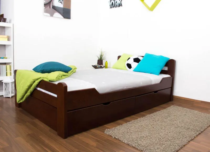 Bett Buche massiv 120 x 200 cm Dunkelbraun Abbildung