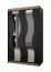 Stylischer Schiebetürenschrank Aiguille 05, 5 Fächer, 2 Kleiderstangen, Schwarz Matt, Maße: 200 x 120 x 62 cm, Griffe: Schwarz, 2 geschwungene Spiegel