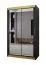 Edler Kleiderschrank mit zwei Spiegeltüren Bernina 42, Schwarz Matt, Griffe: Gold, 2 Kleiderstangen, 5 Fächer, Maße: 200 x 120 x 62 cm