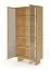 Vitrine | Farbe: Eiche geölt | Push-to-open Funktion | 2 Glastüren | inkl. LED-Beleuchtung | 5 Fächer | 94 x 38 x 195 cm | für Wohnzimmer
