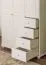 Kleiderschrank Kiefer Vollholz massiv weiß lackiert Junco 04 - Abmessung 195 x 135 x 59 cm