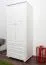 Kleiderschrank | 2 Drehtüren | 2 Schubladen | 4 Fächer | mit Kleiderstange | 80 cm breit | Massivholz | Farbe: Weiß Abbildung
