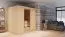 Sauna "Veli" SET mit Klarglastür & Ofen externe Steuerung easy 9 KW - 196 x 151 x 198 cm (B x T x H)