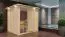 Sauna "Aleksi" SET mit Klarglastür, Kranz & Ofen 9 kW - 210 x 210 x 202 cm (B x T x H)