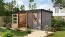 Holz Gartenhaus, nordische Fichte wassergrau/anthrazit, Trapezblech-Pultdach, robuste Stahlecken, Doppelflügeltür Zylinderschloss, 4,00 × 2,13 m