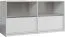 Schlichte Kommode in Grifflosem Design Alwiru 01, Kiefer Weiß / Grau, 75 x 142 x 44 cm, zwei Schubladen, zwei offene Fächer, ABS Kantenschutz 