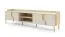 TV-Unterschrank | Farbe: Eiche Mavelie / Macadamia | 4 Drehtüren | 4 Fächer | 200 x 42 x 51 cm | Push-to-open Funktion | langes TV-Möbel | für Wohnzimmer