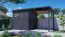 Gartenlaube mit Anbaudach, inkl. Fußboden, modernes Gartenhaus, Anthrazit, Elementgartenhaus, Grundfläche: 10,51 m², Flachdach