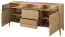 Breite Kommode mit 2 Türen und 2 Schubladen Gorica 08, in Eiche Gold, 85 x 180 x 50 cm, inklusive LED-Beleuchtung, Soft Close System, teilmassiv, Antisol-Glas Bronze