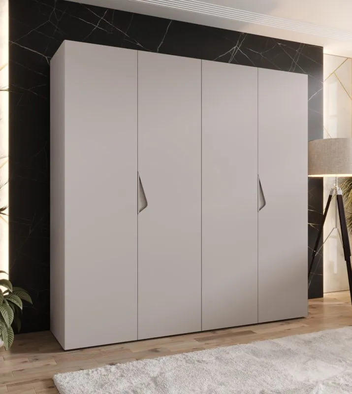 Drehtürenschrank | 2 Meter breit | 2 Kleiderstangen | Farbe: Kaschmir | Griffe: Kaschmir | Maße: 200 x 52 x 202 cm | Kleiderschrank | 2 Fächer | 4 Türen