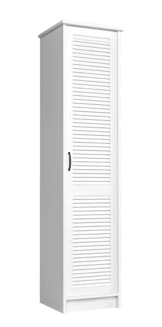 Drehtürenschrank / Kleiderschrank Badus 08, Farbe: Weiß - 201 x 49 x 44 cm (H x B x T)