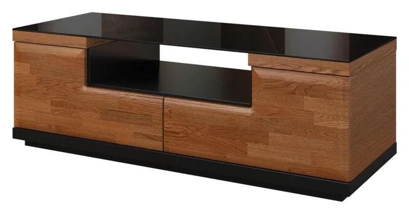 TV-Element teilmassiv Farbe: Walnuss / Schwarz 42x122x51 cm Abbildung