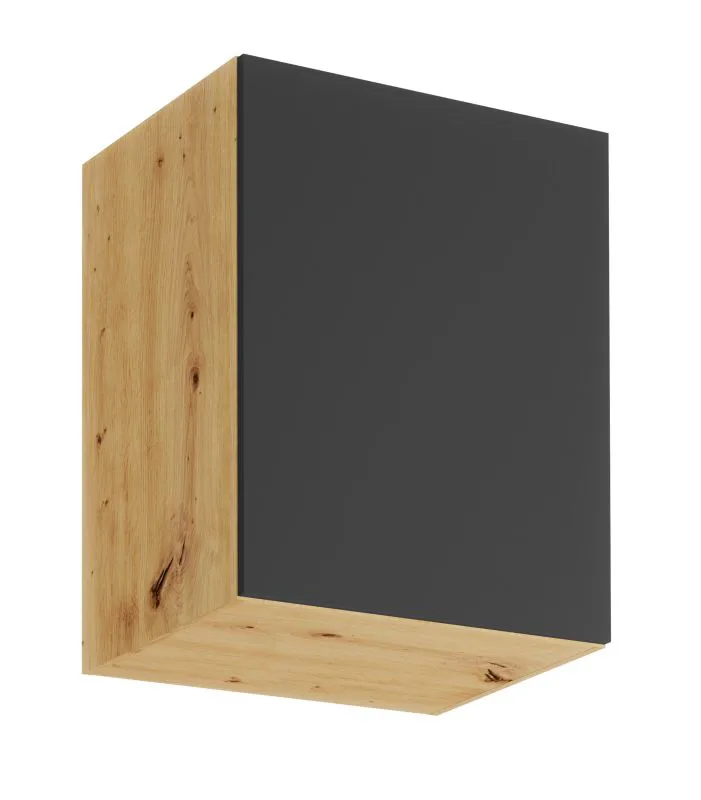 Küchen-Hängeschrank | 1 Tür | Artisan-Eiche / Grau | grifflose Front | Push-to-Open | Matterhorn 26 | 60 x 44,8 x 72 cm | 2 Fächer
