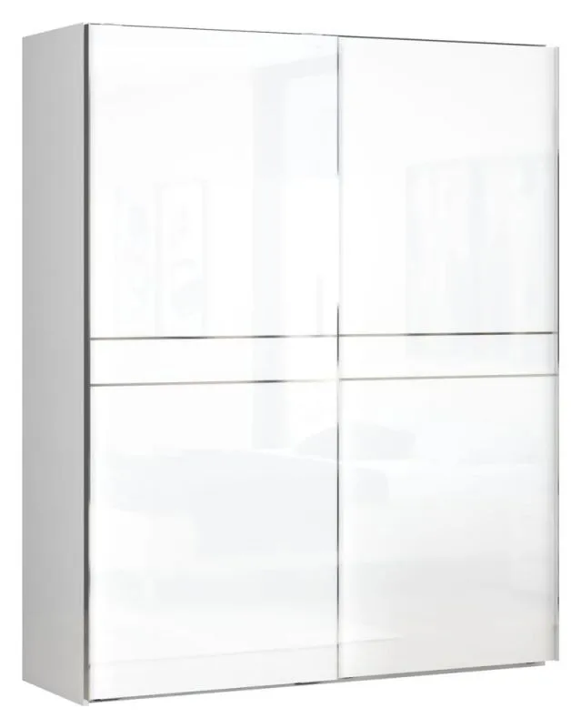 Kleiderschrank Weiß Hochglanz, Abmessung: 224 x 182 x 61 cm (H x B x T) Abbildung