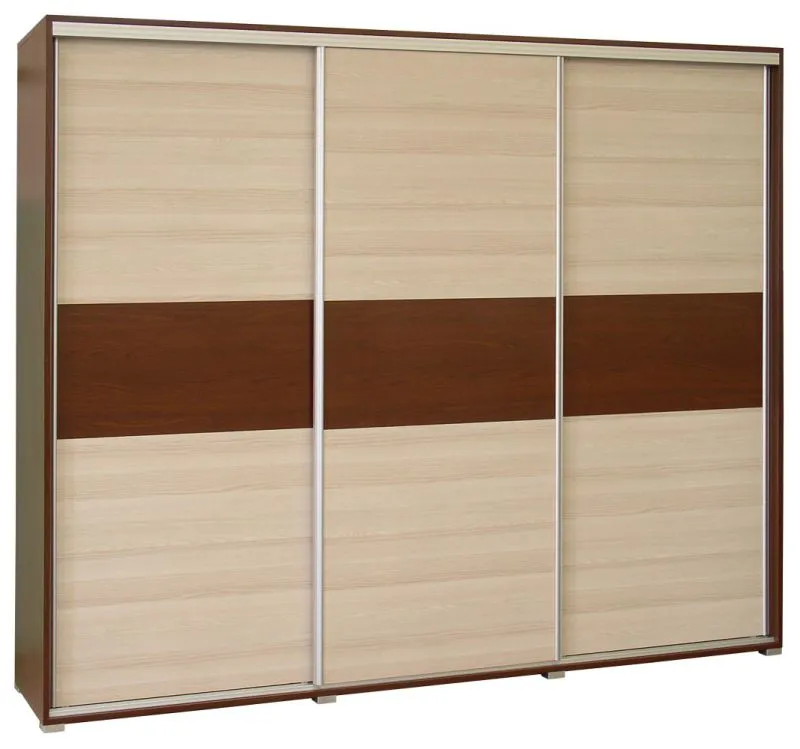 2 Meter breiter Kleiderschrank mit 3 Türen | Farbe: Nuss Abbildung