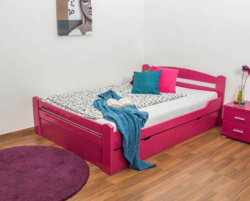 Holzbett 140 x 200 cm Buche massiv Rosa Abbildung
