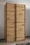 Kleiderschrank / Schiebetürenschrank | 245,5 x 140 x 64 cm | 2 Kleiderstangen | 2 Schiebetüren | 6 Fächer | 6 Einlegeböden | Farbe: Eiche Artisan
