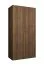 Kleiderschrank mit einer Kleiderstange | Farbe: Walnuss | 1 Meter breit | ein Fach | zwei Türen | Soft-Close-Funktion | Griffe: Gold | für Schlafzimmer