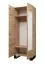 Eleganter Schrank mit Spiegel Morteratsch 02, Farbe: Eiche / Schwarz - Abmessungen: 196 x 74 x 46 cm (H x B x T), mit zwei Fächern und einer Kleiderstange