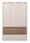 Kleiderschrank mit 3 Türen Papauta 03, Farbe: Kaschmir / Eiche dunkel - Abmessungen: 226 x 142 x 60 cm (H x B x T)