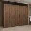 Kleiderschrank mit drei Kleiderstangen | Farbe: Walnuss | 2,5 Meter breit | drei Fächer | Soft-Close | fünf Türen | Griffe: Schwarz | Drehtürenschrank